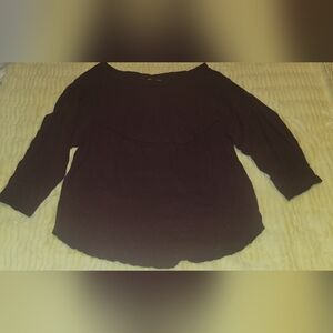 We The Free Maroon Ribbed Long Sleeve Knit Top Size Large